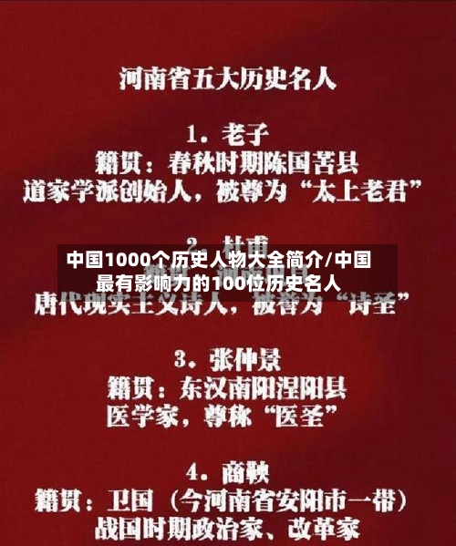 中国1000个历史人物大全简介/中国最有影响力的100位历史名人-第1张图片
