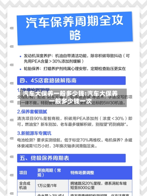 汽车大保养一般多少钱:汽车大保养一般多少钱一次-第1张图片