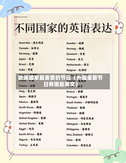 欧美国家最重要的节日(外国重要节日有哪些英文)-第1张图片