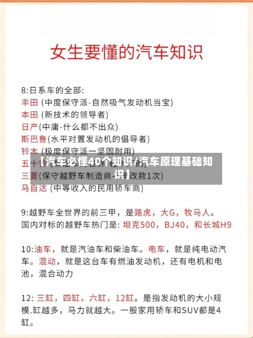 【汽车必懂40个知识/汽车原理基础知识】-第1张图片