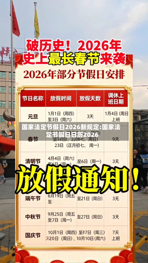 国家法定节假日2026新规定:国家法定节假日日历2026-第1张图片