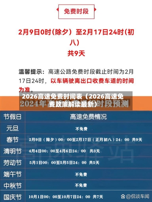 2026高速免费时间表(2026高速免费政策解读最新)-第1张图片