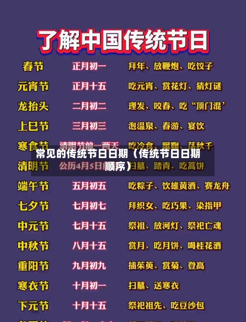 常见的传统节日日期(传统节日日期顺序)-第1张图片