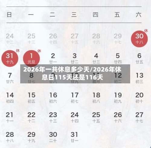2026年一共休息多少天/2026年休息日115天还是116天-第1张图片