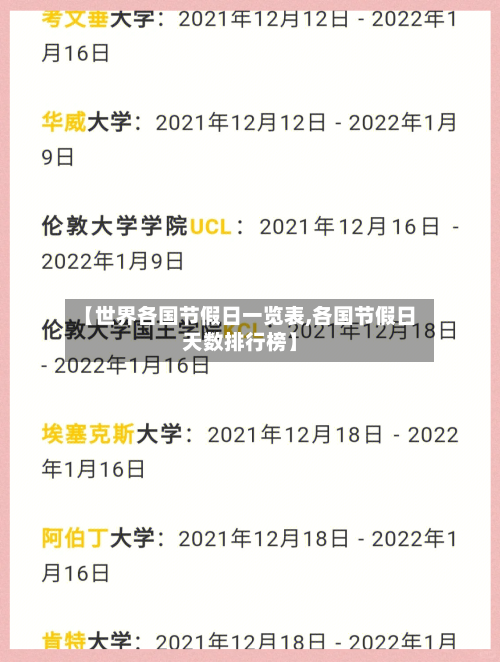 【世界各国节假日一览表,各国节假日天数排行榜】-第1张图片