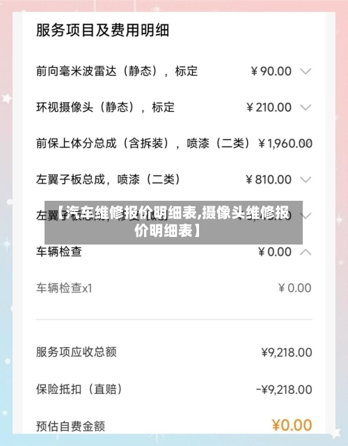 【汽车维修报价明细表,摄像头维修报价明细表】-第1张图片