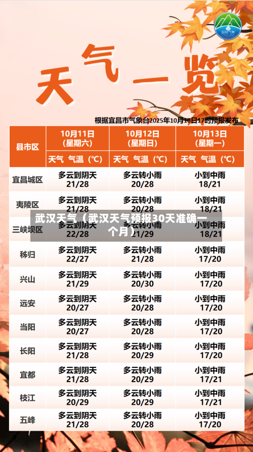 武汉天气(武汉天气预报30天准确一个月)-第1张图片