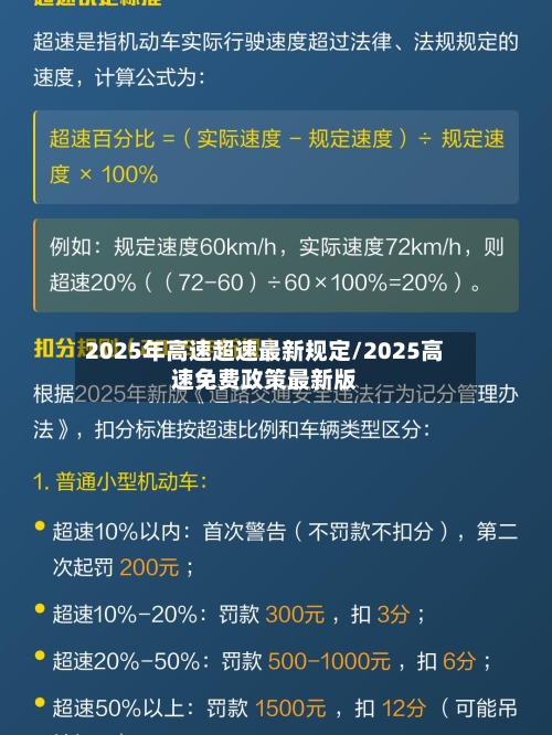2025年高速超速最新规定/2025高速免费政策最新版-第1张图片