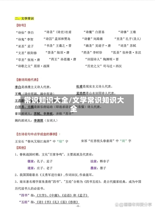 常识知识大全/文学常识知识大全-第1张图片