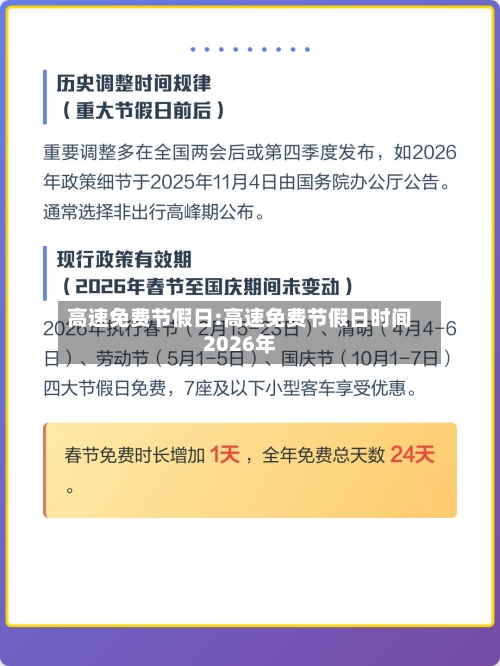 高速免费节假日:高速免费节假日时间2026年-第1张图片