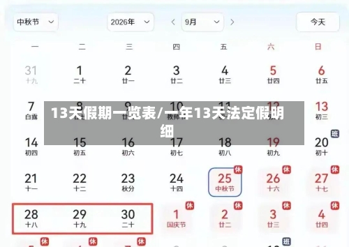 13天假期一览表/一年13天法定假明细-第1张图片